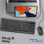Promate Wired Keyboard and Mouse Combo, Ergonomic Slim Full-Size Quiet Keyboard, 2400 DPI Ambidextrous Mouse, Spill-Resistance, Media Keys, Plug and Play for iMac, MacBook Pro, Dell, COMBO-CM6.E/A - Image 7