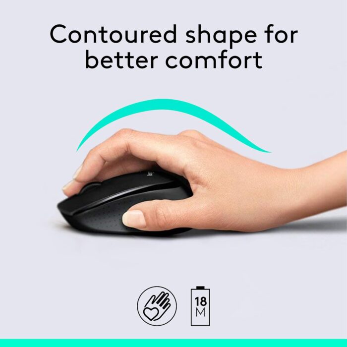 Logitech MK345 Wireless Keyboard and Mouse Combo, Full-Sized Keyboard with Palm Rest, Right-Handed Mouse, 2.4 GHz Wireless USB Receiver, Compatible with PC, laptop, Arabic Layout - Black - Image 3