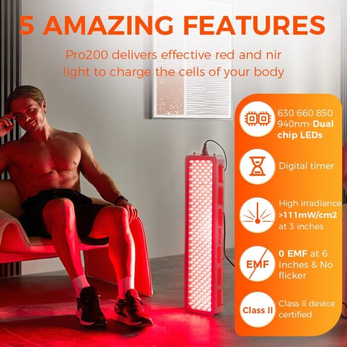 BestQool Red Light Therapy Device for Body, Face. 4 Wavelengths Full Body Near Infrared Light Therapy, Dual Chip 200 Clinical Grade LEDs, High Power Panel for Recovery, Skin Health, Pain. 340W. - Image 7