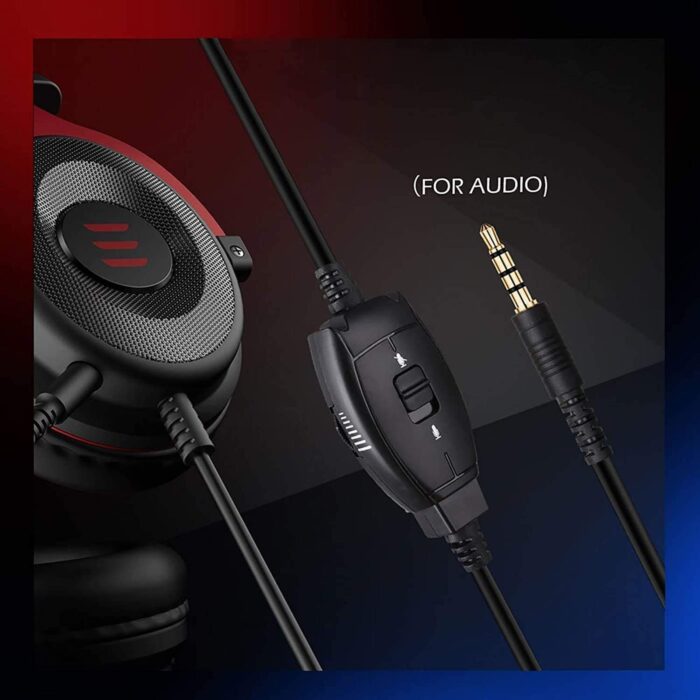 EKSA Gaming Headset, Wired PS4 Headset with Noise Canceling Mic, Over-Ear Gaming Headphones Compatible with Xbox One Controller, for PS4, PS5, PC, Laptop (E900-Red) (E900-Red) - Image 4