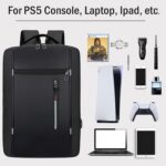 CENXI Gaming Backpack for PS5, Large Capacity Carrying Storage Bag with USB Port, Grey, Large, Game - Image 3