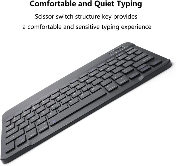 Rechargeable Bluetooth Keyboard and Mouse Combo Ultra-Slim Portable Compact Wireless Mouse Keyboard Set for Android Windows Tablet Cell Phone iPhone iPad Pro Air Mini, iPad OS/iOS 13 and above (Black) - Image 5