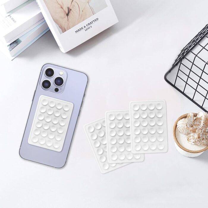 YEESON 6 Pcs Silicone Suction Phone Case Adhesive Mount, Sillicon Adhesive Phone Compatible with iPhone and Android, Anti-Slip Hands-Free Fidget Toy Phone Holder for Selfies and Video (White) - Image 4