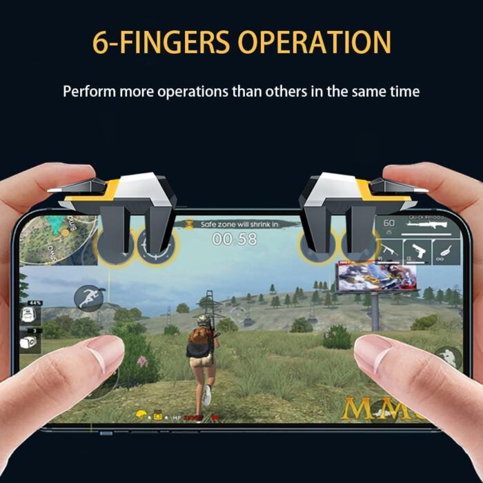 Mobile Game Controller Trigger, Mobile Game Accessories 6 Finger Gaming Trigger Gamepad Large Thickness, Sensitive Trigger with 3 Pair Gaming Finger Sleeves - Image 2