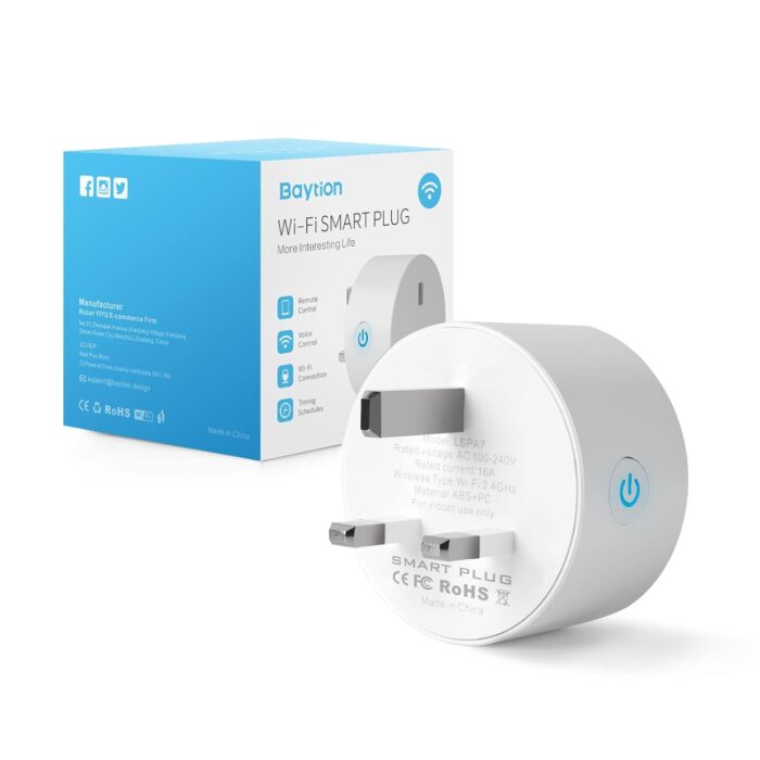 WiFi Smart Plug, Baytion 16A Energy Monitoring WLAN Smart Plug Socket Work with Alexa,Echo, Mini Smart Outlet Remote and Voice Control No Hub Required (White Package)