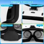 BIGTHREE Virtual Reality Goggles, 3D VR Glasses, HD VR Goggles, Adjustable Pupil Distance and Object Distance, Ideal for Immersive Gaming and Movies, Gift for Kids and Adults, White. - Image 5