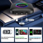 Carlinkit Android 13 Ai Box LED Version, Qualcomm 8 Cores, 8+128GB, 3-in-1 Adapter with 4G Cellular, Streaming Video, SIM/TF Card, Built-in Google Play, Only Suitable for Factory Wired CarPlay Cars - Image 6