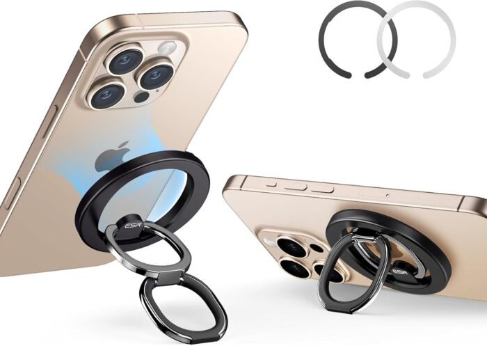 ESR Magnetic Phone Ring Holder, HaloLock Stand Designed for MagSafe, Magnetic Ring Holder with Adjustable Kickstand, Magnetic Phone Grip, Magnetic Accessories for iPhone 16/15/14/13/12 Series, Black