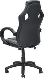 Multi Home Furniture Black PU Leather Office Chair – Ergonomic Chair with Headrest & Lumbar Support, Fixed Padded Armrests, Adjustable Height, Gaming Chair, Swivel Desk Chair, Computer Chair for Home - Image 5