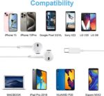 Type C Headphones Wired - USB - C Wired Earphones with Mic & Volume Control, Noise Cancelling Headset Compatible for iPhone 16/15 Pro Max, iPad, Galaxy S25/S24/S23/S22/Ultra Note 10/20, Pixel 7/6/5/4 - Image 5