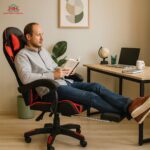 Multi Home Furniture Black & Red Gaming Chair | Ergonomic Chair High-Back Recliner Chair with Adjustable Footrest & Armrest | Racing-Style Office Chair with Lumbar & Headrest Support for Gaming Setup - Image 7