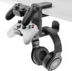 PAIFIEVD 3-in-1 Headphone Stand Holder,Headset Holder with Adjustable Clamp& Rotating Arm,Universal PC Gaming Accessory Headset Stand