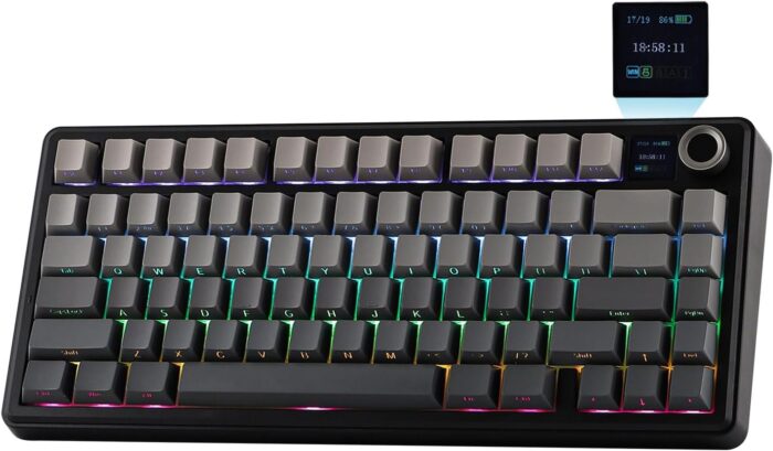 EPOMAKER X AULA F75 MAX Tri-Mode Wireless Gaming Keyboard, TFT Screen, Knob, Hot Swappable, 2.4GHz/Type-C/BT5.0, Gasket Creamy, for PC/Mac/Office/Gaming (Black Gradient)
