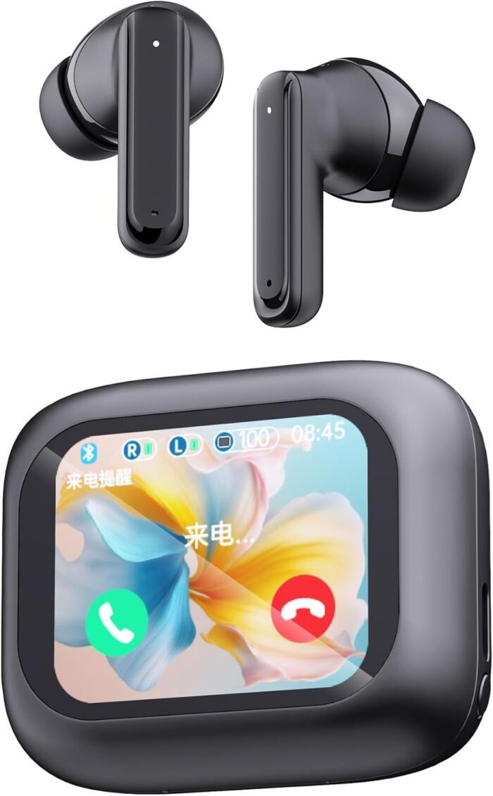 BUDSIFY ANC+ENC Full Color Smart Touch Screen Earbuds, Digital Display, HIFI DSP Sound Quality, In-Ear Wireless Earphones with Stereo Surround Sound,Bluetooth Standard v5.4(black,white). (black) - Image 2