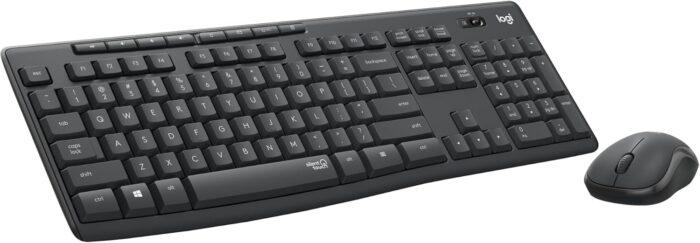 Logitech MK295 Wireless Keyboard and Mouse Combo – SilentTouch Technology, Full Number Keyboard, Shortcut Buttons, Nano USB Receiver, 90% Less Noise – Black