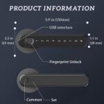 KASTWAVE Fingerprint Door Lock keyless Entry Door Lock with USB Charging and keypad biometric Door Lock Smart Door Handle Lock Suitable for bedrooms Offices and Other Private Spaces(Black) - Image 2