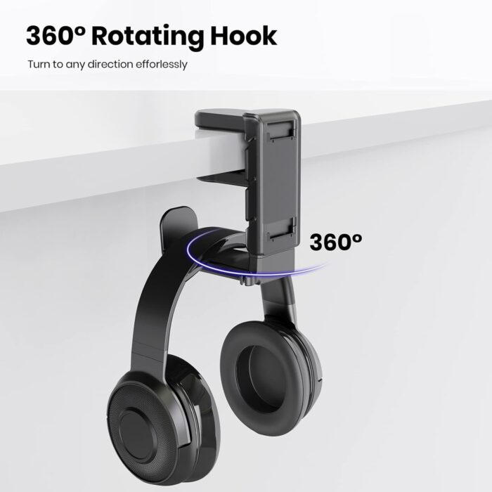 PAIFIEVD 3-in-1 Headphone Stand Holder,Headset Holder with Adjustable Clamp& Rotating Arm,Universal PC Gaming Accessory Headset Stand - Image 5