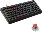 EURCRBU Mechanical Gaming Keyboard, LED Backlit Compact 98 Keys Layout Wired Mechanical Keyboard with Volume Control Knob, Full Anti-Ghosting Numpad Keyboard for Competitive Games or Office. (Black)