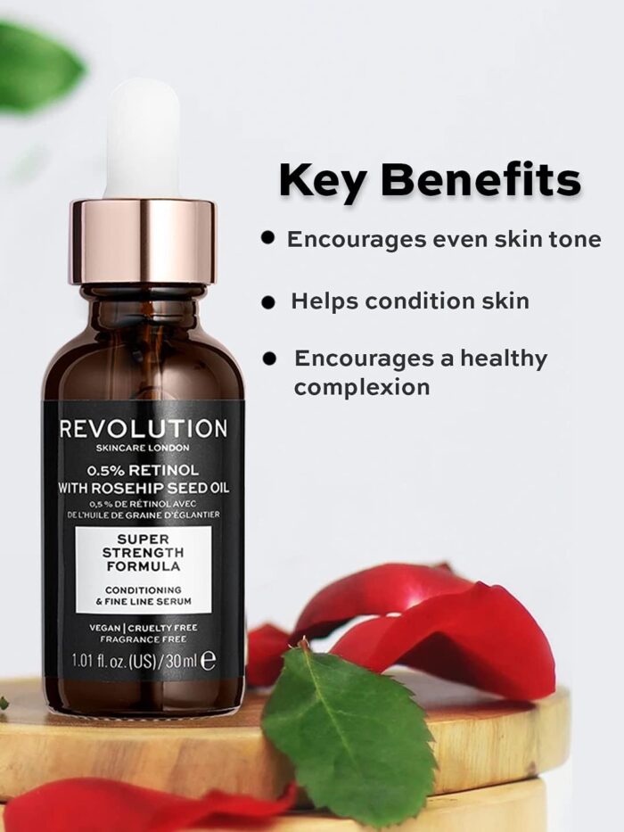 Revolution Beauty London Skincare 0.5% Retinol Serum with Rosehip Seed Oil, Face Serum To Even Skin Tone, Vegan & Cruelty-Free, 1.01fl.oz/30ml - Image 7