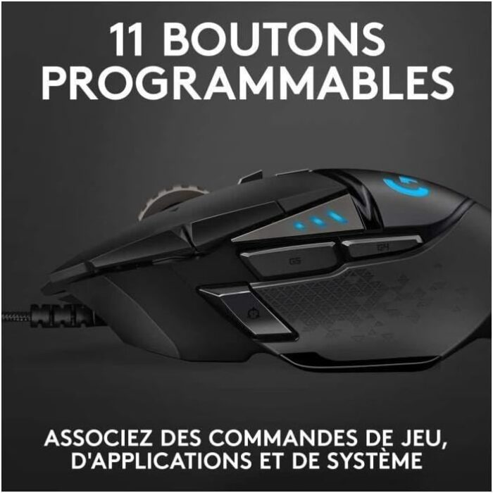 Logitech G502 HERO High Performance Wired Gaming Mouse, HERO 25K Sensor, 25,600 DPI, RGB, Adjustable Weights, 11 Programmable Buttons, On-Board Memory, PC / Mac - Black - Image 5