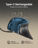 ProtoArc Ergonomic Mouse, EM11 NL Wireless Vertical Mouse, Ergo Multi-Device Mouse, USB-C Rechargeable Mouse for Windows, Mac OS, PC/Notebook/Laptop, Blue - Image 2