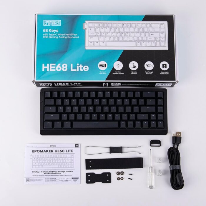 EPOMAKER HE68 Lite Hall Effect Gaming Keyboard, 8k Polling & 128K Scan Rate, 0.005mm Adjustable Trigger, 0.125ms Latency, 5-Layer Sound-Dampened, Snap Key, SOCD, A-RGB, Wired, Mac Software (Black) - Image 8