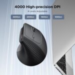 UGREEN Ergonomic Vertical Mouse, 2.4GHz Optical Wireless Mouse, 3 Adjustable DPI 800/1200/1600 Levels 6 Buttons Mouse Wireless, for Laptop, PC, Computer, Desktop, Notebook etc, Black Mice - Image 4