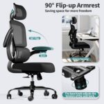 Ergonomic Office Chair with Lumbar Support - Adjustable Computer Desk Chairs for Home Office, Gaming, and Work - Comfortable and Supportive Desk Chairs for Adults (Black) (Light Black) - Image 3