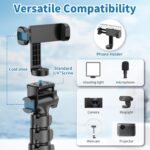 TONEOF 170cm Phone Camera Tripod Stand with Remote & Phone Holder, Tripod for Travel/Video Recording,Tall Smartphone Tripod Compatible with iPhone/Android//Webcamera - Image 2