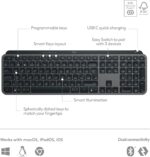 Logitech MX Keys S Wireless Keyboard, Low Profile, Fluid Precise Quiet Typing, Programmable Keys, Backlighting, Bluetooth, USB C Rechargeable, for Windows PC, Linux, Chrome, Mac - Graphite, INT Layout - Image 6