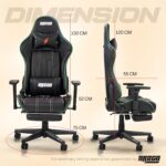DROGO Wrath Pro Ergonomic Gaming Chair, Video Game Chair with 3D Armrest, Footrest & Adjustable Computer Chair/Home & Office Chair with PU Leather, Head & Lumbar Pillow with Recline (Black/Green) - Image 2
