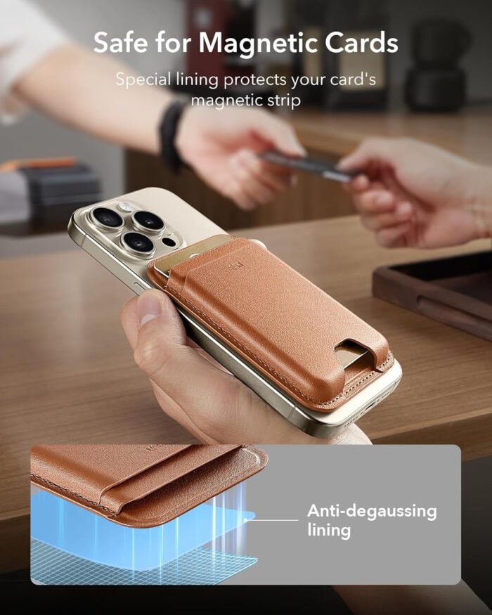 ESR for MagSafe Wallet, 5-Card Holder, Magnetic Wallet for iPhone, RFID Blocking, with 3,200 g Magnetic Strength, Vegan Leather, Slim for iPhone 16/15/14/13/12 Series, Not for 13/12 Mini, Brown - Image 7