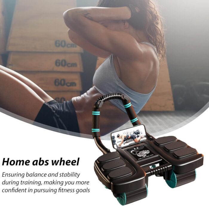 SKY-TOUCH 4-Wheel Automatic Rebound Ab Roller - Ultimate Core Strength Trainer with Elbow Supports, Knee Mat, and Timer for Effective Abs Workouts,36 * 23 * 25cm,Black - Image 6