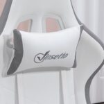Vinsetto Racing Gaming Chair, Reclining PU Leather Computer Chair with 360 Degree Swivel Seat, Footrest, Removable Headrest and Lumber Support, White and Grey - Image 8
