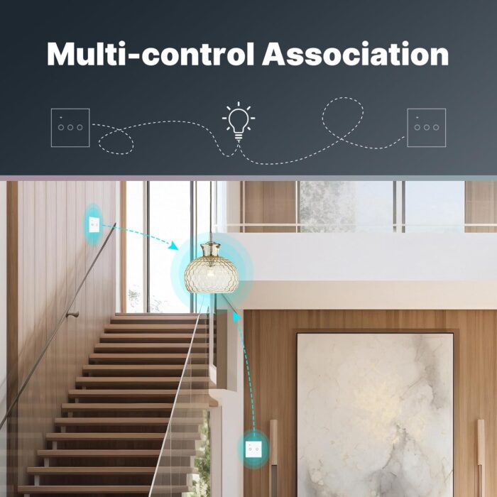 MOES Tuya WiFi Smart Touch Switch - Sleek Glass Panel, Works with Alexa & Google Home, Neutral/No Neutral Wire Installation (Capacitor Included) - 3 Gang - Image 6