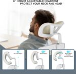 CYKOV 𝑯𝑶𝑴𝑬 𝑶𝑭𝑭𝑰𝑪𝑬 𝑪𝑯𝑨𝑰𝑹, Ergonomic Mesh Desk Chair, High Back Computer Chair- Adjustable Headrest with Flip-Up Arms, Lumbar Support, Swivel Executive Task Chair (Modern, Beige) - Image 6