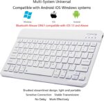 Xukinroy Ultra-Slim Bluetooth Keyboard and Mouse Combo Rechargeable Portable Wireless Keyboard Mouse Set for Apple iPad iPhone iOS 13 and Above Samsung Tablet Phone Smartphone Android Windows (White) - Image 3