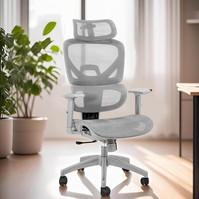 Office Chair Computer Chair Ergonomic High Back Gaming Chairs Reclining & Height Adjustable Computer Chair with Neck and Massage Lumbar Support, Comfortable Armrest Headrest (Grey) - Image 2