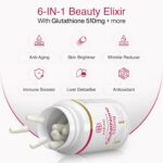 6SKINS® 6in1 Beauty Elixir with L-Glutathione 510mg, NAC 102mg & Hyaluronic Acid 150mg Glutathione Supplement with 4x Absorption - Immune & Liver Support, Powerful Antioxidant for Skin - 60 Capsules - Image 2