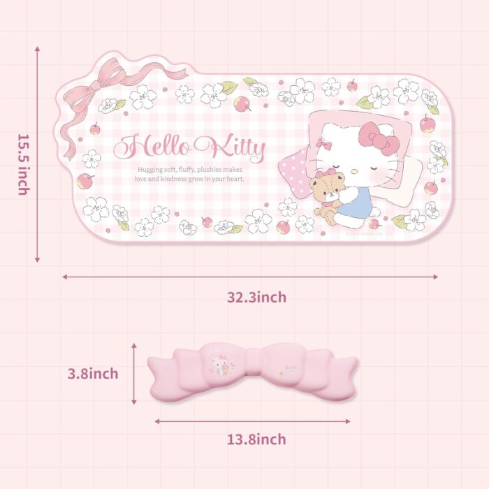 Kuitmor Kawaii Anime Mouse Pad Wrist Rest Support Set - Non-Slip Desk Mat and Memory Foam Bowknot Wrist Rest for Keyboard and Mouse,Perfect for Gaming or Home Office Work - Flower Dream (Pink) - Image 2