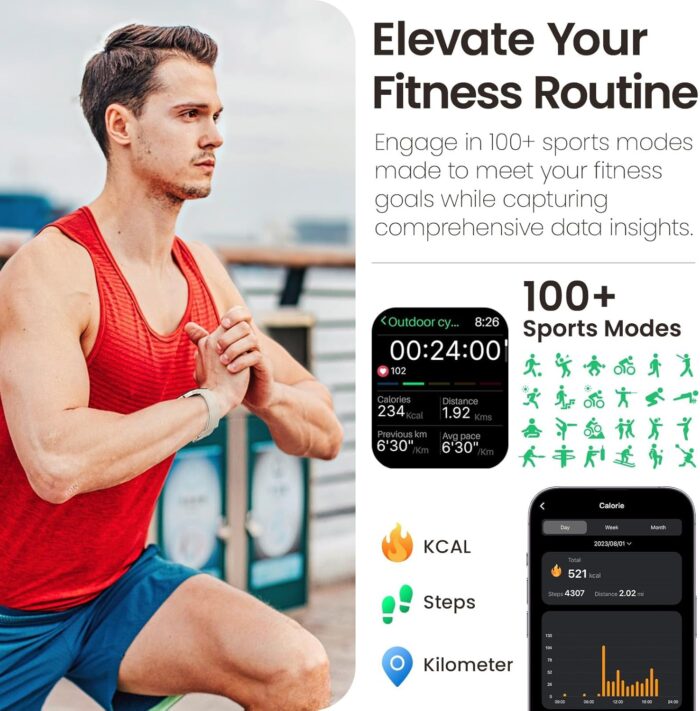 TOZO S4 AcuFit One Smart Watch 1.78" AMOLED Screen for Men Women, Bluetooth Call Dial Fitness Tracker, Heart Rate and Blood Oxygen, Sleep Monitor, IP68 Waterproof, Workout for iOS Android, Gold - Image 4