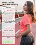 Smart Bracelet, Wearable Activity & Fitness Tracker Band, 24H Sleep Tracker, All-Day Continuous Heart Rate Blood Pressure Stress HRV Monitor, 120+ Sport Modes Smart Wristband with 2 Bands, Free APP - Image 2