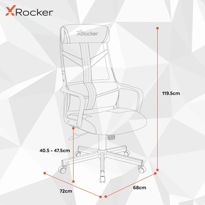 X-Rocker Helix Mesh Office PC Gaming Chair, Adjustable Computer Office Chair with Breathable Mesh Fabric, Height Adjustable Swivel Base Chair with Natural Lumbar Support and Head Support - BLUE - Image 3
