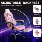 Gaming Chair, Ergonomic Gaming Chair with Footrest and Lumbar Support, Computer Chairs, Height Adjustable Computer Racing Gamer Chairs for Gaming or Office, Pink White - Image 6