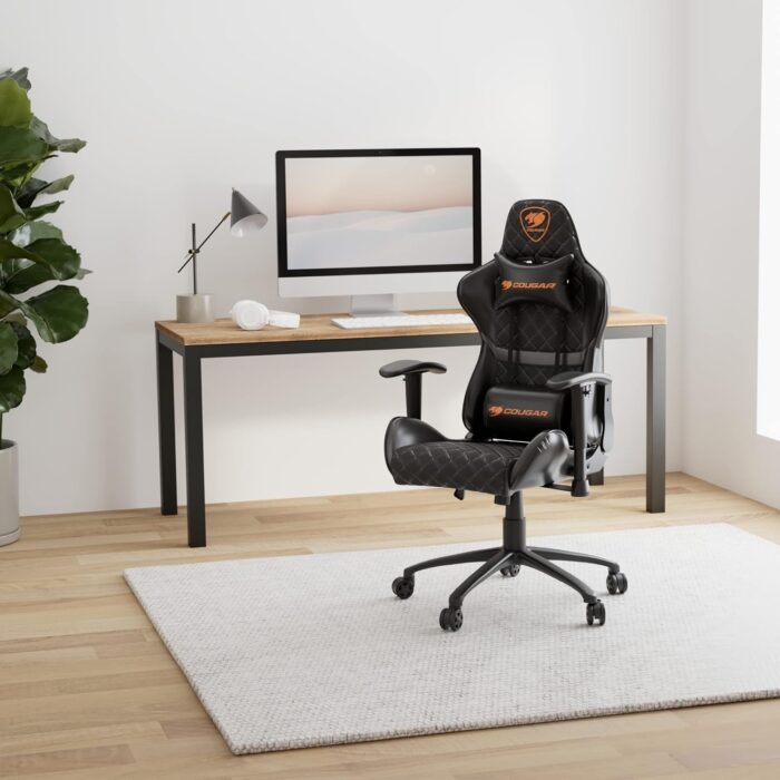 Cougar Gaming Chair Armor One, Steel-Frame, Breathable Pvc Leather, 180° Recliner System, 120Kg Weight Capacity, 2D Adjustable Arm-Rest, Steel 5-Star Base - Black - Image 2