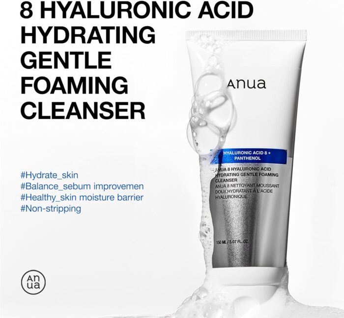ANUA Hydrating Gentle Foaming Cleanser, Hyaluronic Acid, Glycerin, Zinc, Panthenol, Korean Face Wash for Dry Skin, for Double Cleansing, Korean Skincare (150ml/5.07fl oz.) - Image 5