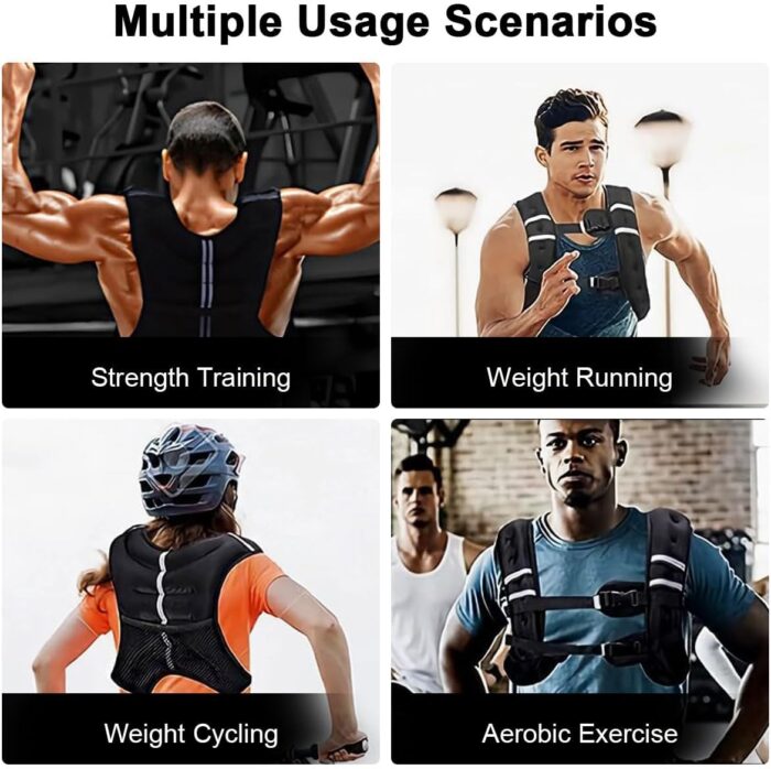 Sport Weighted Vest 10kg Body Weight Training Vest, Strength Exercise Vest Weight Jacket with Reflective Stripe Adjustable Strap, Workout Equipment for Fitness Boxing Run Gym Muscle Building Men Women - Image 5