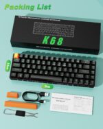 SOHOMACH Wireless Mechanical Keyboard, 60% Hot Swappable Bluetooth Keyboard with RGB Lighting, 68 Keys, 2.4GHz/USB-C/BT5.0, for PC Mac Laptop Windows Gamer, Black - Image 7
