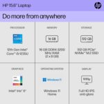 HP 15.6 inch Laptop, FHD Display, 12th Gen Intel Core i5, 16 GB RAM, 512 GB SSD, Intel Iris Xe Graphics, Windows 11 Home, 15-dy5399nr - 2023 - Image 4