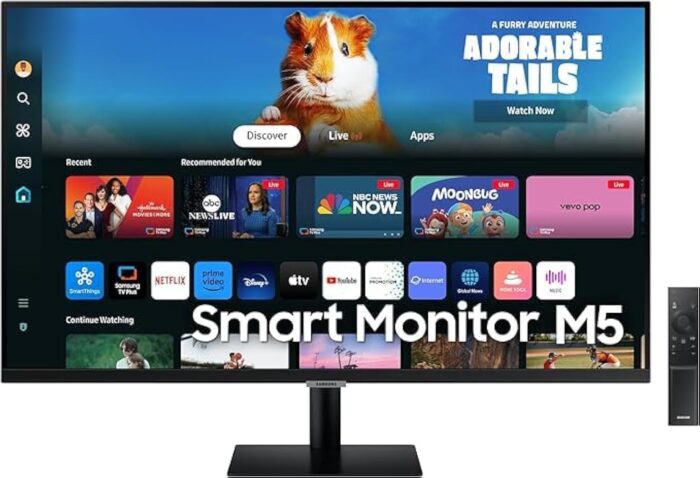 Samsung M5 2024 Smart Monitor 27″ Smart Monitor, Wifi, Bluetooth, Speaker, FHD (1,920 x 1,080) Black |LS27DM500EMXUE
